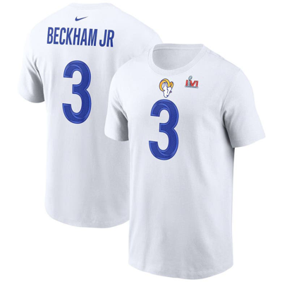 Nike Men's  Odell Beckham Jr. White Los Angeles Rams Super Bowl Lvi Name Number T-shirt