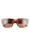 Versace 56mm Rectangle Sunglasses In Havana/ Dark Brown