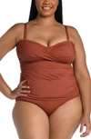 La Blanca Island Goddess Twist Tankini Top In Cinnamon