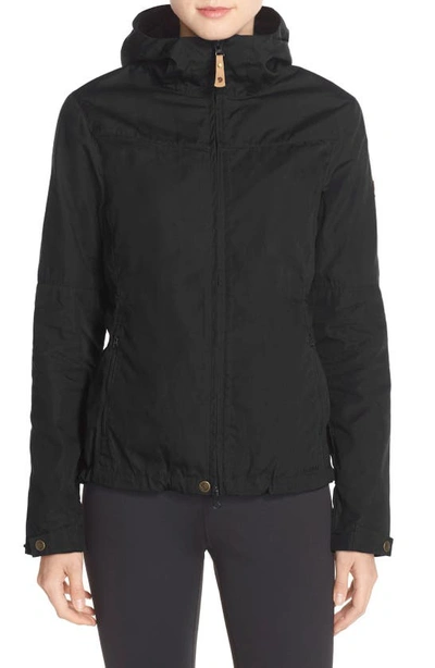 Fjall Raven 'stina' Hooded Water Resistant Jacket In Black