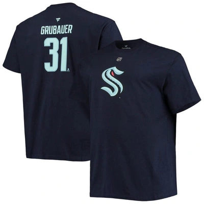 Fanatics Branded Philipp Grubauer Deep Sea Blue Seattle Kraken Big & Tall Name & Number T-shirt