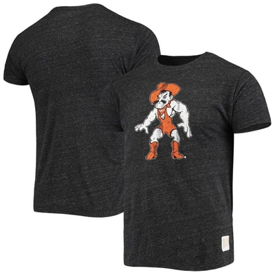 Retro Brand Original  Black Oklahoma State Cowboys Wrestler Slub Vintage Tri-blend T-shirt