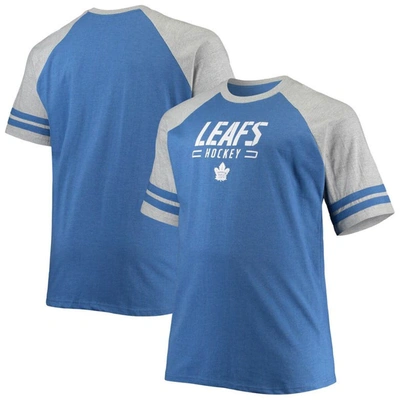 Profile Men's Heathered Blue Toronto Maple Leafs Big And Tall Raglan T-shirt