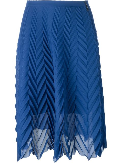 Msgm Chevron Pleated Skirt In Royal Blue | ModeSens