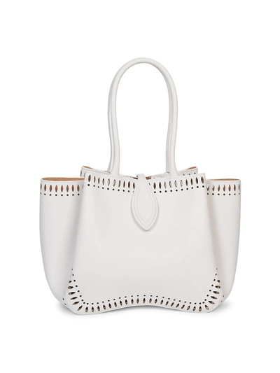 Alaïa Angele 20 Cutout Calf Leather Top-handle Bag In Blanc Optique