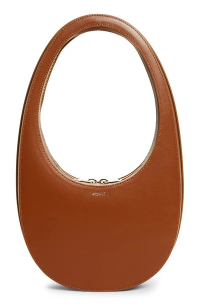 Coperni Swipe Leather Top Handle Bag In Camel