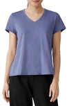 Eileen Fisher Organic Cotton V-neck T-shirt In Periwinkle