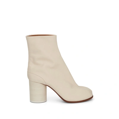 Maison Margiela 80mm Tabi Vintage Leather Ankle Boots In White