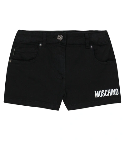 Moschino Kids' Printed Denim Shorts In Black