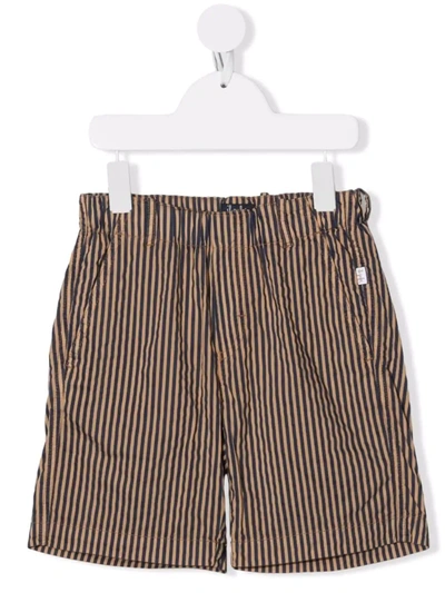 Il Gufo Striped Cotton-blend Bermuda Shorts In Marrone