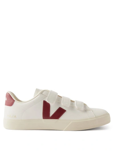 Veja Recife Velcro Leather Trainers In Extra White Marsala