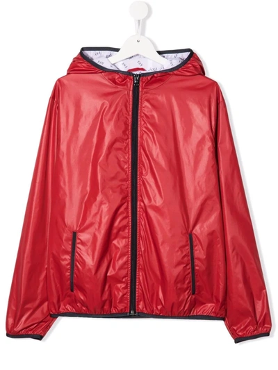 Fay Kids' Contrasting-trim Detail Jacket In Red