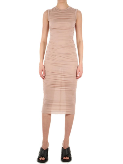 Dolce & Gabbana Ruched Jersey Midi Dress In Pink