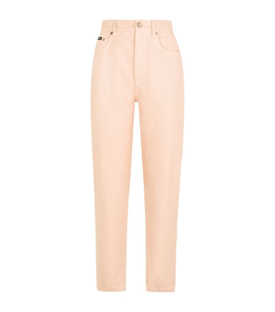 Dolce & Gabbana Frosted Denim Amber Jeans In Pale Pink