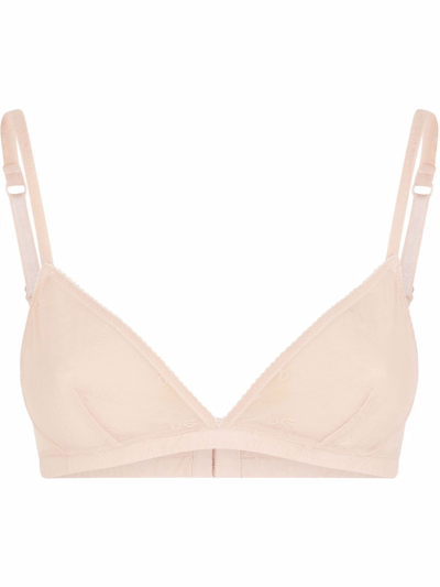 Dolce & Gabbana Tulle Jacquard Triangle Bralette In Pale Pink