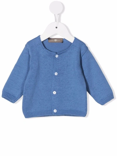 Little Bear Babies' Cotton Button-front Cardigan In Light Blue