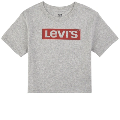 Levi's Kids' Gray Logo Crop T-shirt In Grey