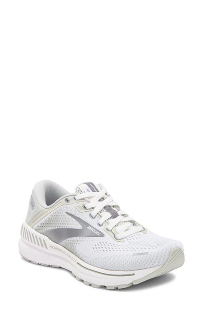 Brooks Adrenaline Gts 21 Running Shoe In White/oyster/primer Grey