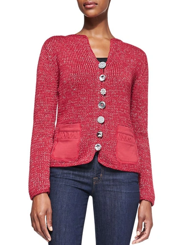 Pure Handknit Bay Breeze Multi-button Cardigan, Plus Size In London Red