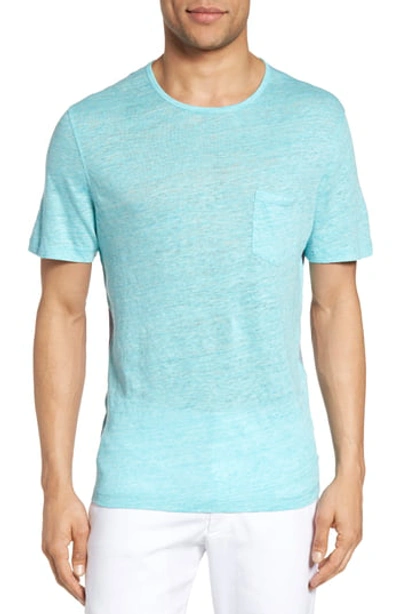 Zachary Prell Monad Colorblock Linen T-shirt In Aqua