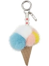 Fendi Ice Cream Fox-fur And Leather Bag Charm In Multicolor