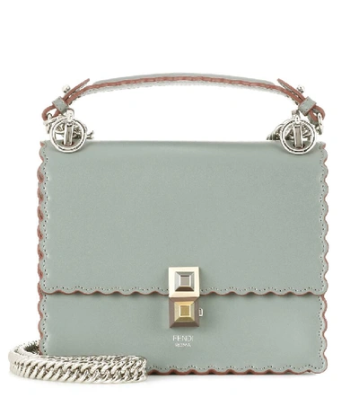 Fendi Kan I Small Leather Scalloped Shoulder Bag In Gray