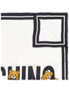 Moschino Teddy Logo Print Scarf In White