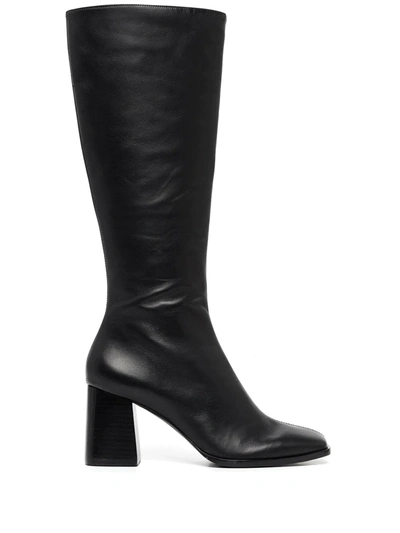Reformation Nylah Leather Knee Boots In Black