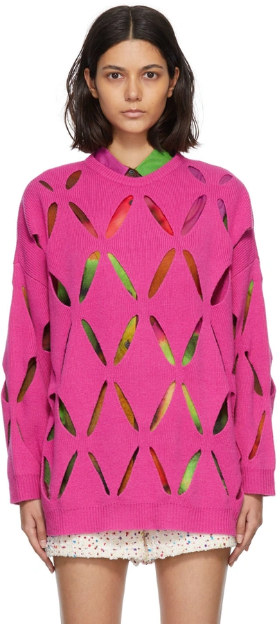 Cutout Virgin Wool Sweater in Purple - Valentino