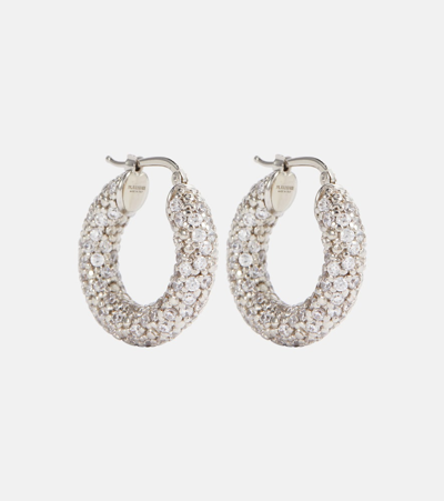 Jil Sander 'brilliance' Crystal Embellished Hoop Earrings In Metallic
