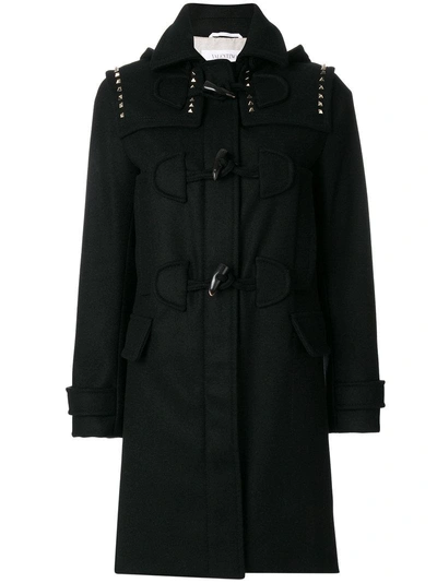 Valentino Rockstud Duffle Coat In Black