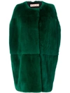 Marni Rabbit Fur Cocoon Gilet In Green