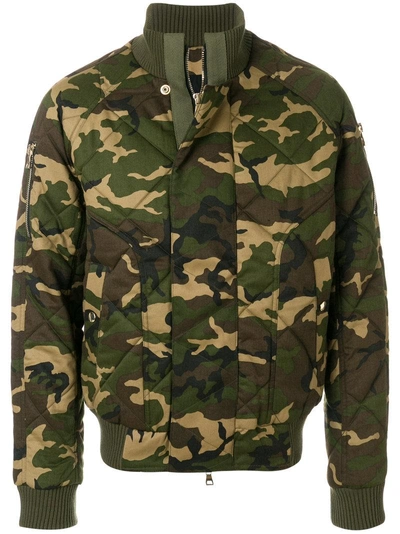 Balmain Quilted Camouflage Cotton Bomber Jacket