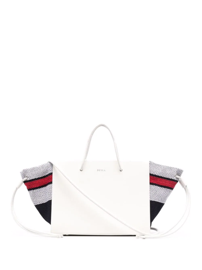 Medea Small Expandable-panel Structured Tote Bag In Star White