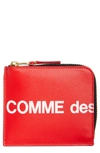 Comme Des Garçons Huge Logo Half-zip Wallet In Red