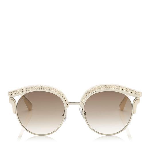 Jimmy Choo Lash Light Gold Pink Cateye Sunglasses With Interchangeable