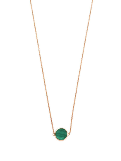 Ginette Ny 18kt Rose Gold Mini Ever Malachite Disc Necklace In Pink Gold