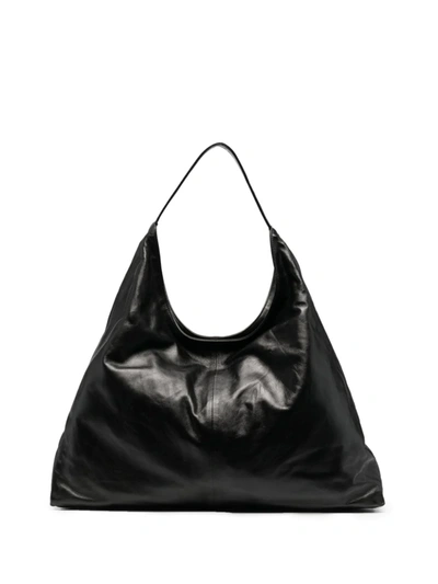 St. Agni Oversized Leather Shoulder Bag In Black