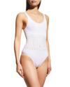Alaïa Vienne Perforated Seamless One-piece Swimsuit In Blanc Optique