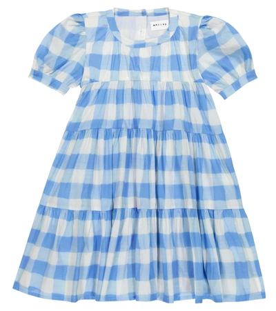 Morley Kids' Peggy Checked Cotton Dress In Bleu