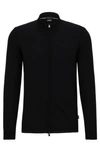 Hugo Boss Regular-fit Cardigan In Virgin Wool With Signature Stripe In Black