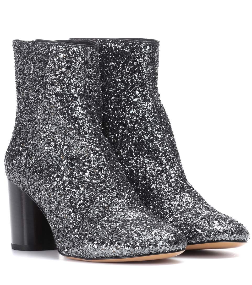 Isabel Marant Ritza Glitter-coated Ankle Boots In Silver | ModeSens