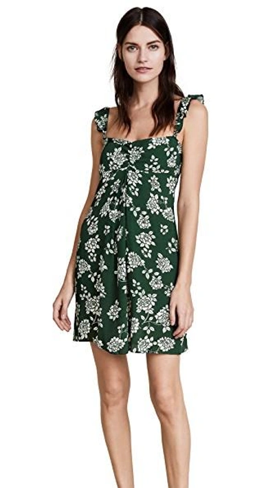 Flynn Skye Carla Mini Dress - Green, Multicolor In Emerald Blooms