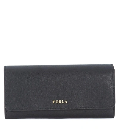 Furla Babylon Bi-fold Black Saffiano Leather Wallet In Nero