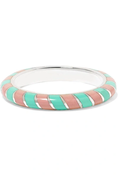 Alice Cicolini Candy 18-karat White Gold Enamel Ring In Turquoise