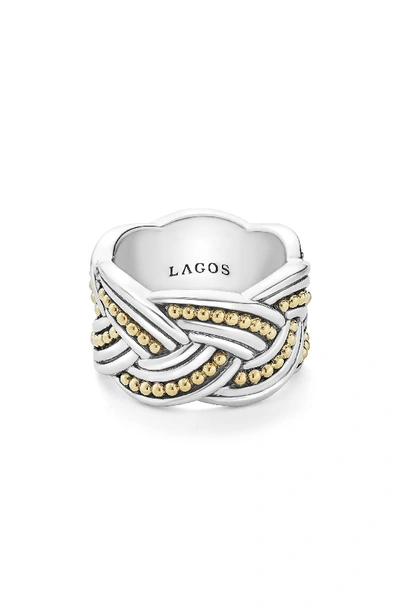 Lagos 18k Gold & Sterling Silver Torsade Large Round Ring In Silver/ Gold