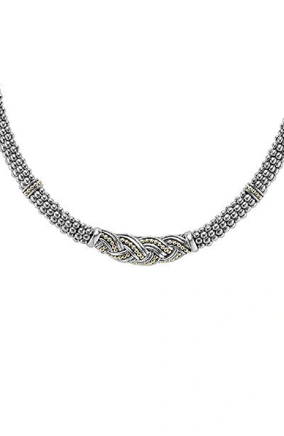 Lagos 18k Gold & Sterling Silver Torsade Rope Station Necklace, 16 In Silver/ Gold