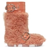 Miu Miu Pink Eco Shearling Moon Boots In Yellow