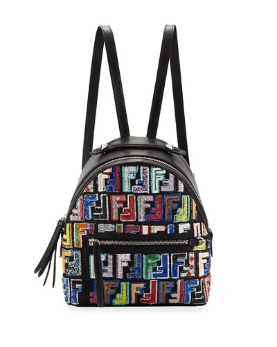 Fendi Santander Nylon Embroidered Backpack