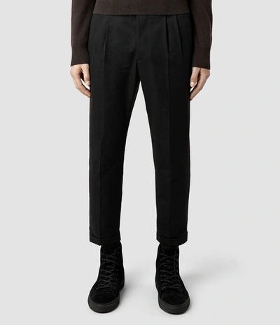 Allsaints Mens Black Dix Slim-fit Straight-leg Stretch-cotton Trousers 34